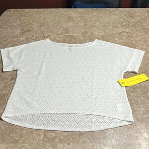 Lole,sheer,eyelets,Hi Lo white boxy top,boat neck,BETH EDITION, Y2K,vintage,NWT